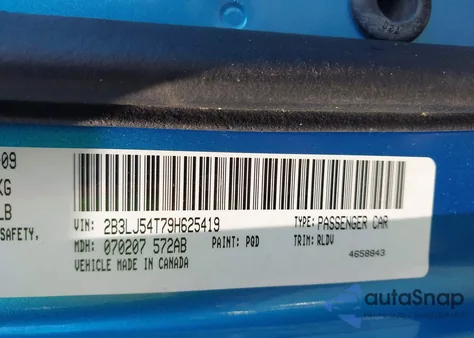 2009 Dodge Challenger R/T z USA, uszkodzony, nr VIN 2B3LJ54T79H625419